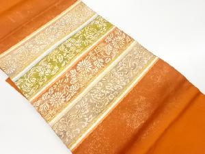 リサイクル　横段に花唐草模様織出し名古屋帯